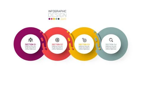 Four harmonious circle infographics. Stock Illustration