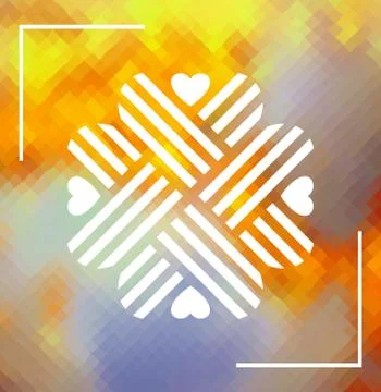 Four hearts design element over polygonal background Stock-Illustration