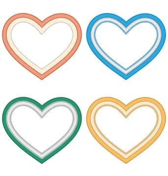 Four hearts love frames isolated on white Stock Illustration
