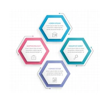 Four Hexagons Stock Illustration