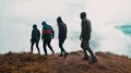 The four hikers walking on the beautiful mountain 4k or 4k+ Resolution