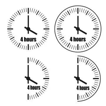 Four Hours Clock on white background. Four o'clock. Stock-Illustration