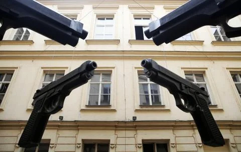 Four huge guns Stock Photos