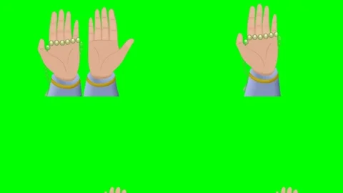 Four human hands raising up with open palms facing camera now animations 2d Stock Footage 334702710