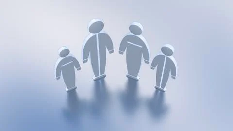 Four humanlike figurines, 3d rendering Stock Illustration