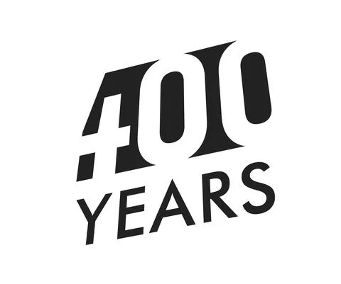 Four hundred years vector emblem template. Anniversary symbol, negative space Stock Illustration