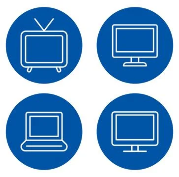 Four Iconic Types of Television and Computer Screens in Flat Design Style Stock Illustration