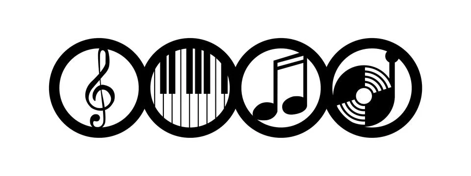 Four Instruments Music Design Vector Stock Illustration