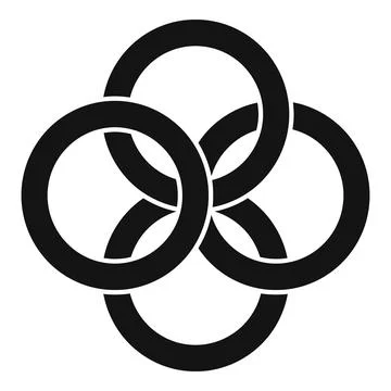 Four interlocking circles forming abstract geometric shape Stock Illustration