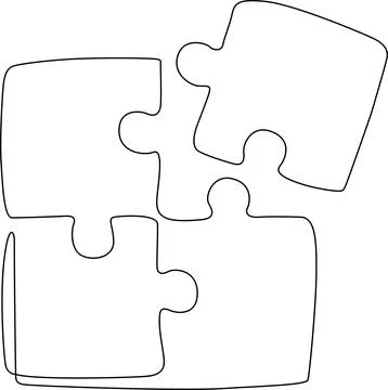 Four interlocking puzzle pieces arranged in a square formation. Vector Stock Illustration