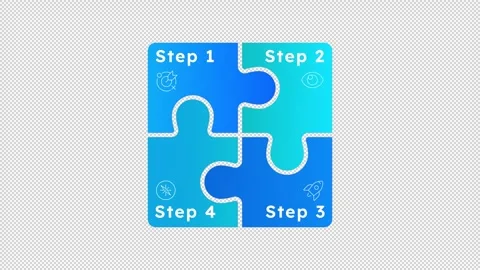 Four interlocking puzzle pieces empty infographic template animation Stock Footage 342247142