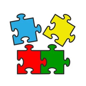 Four interlocking puzzle pieces Stock Illustration