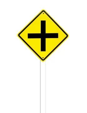 Four intersection traffic sign on white Stock Photos