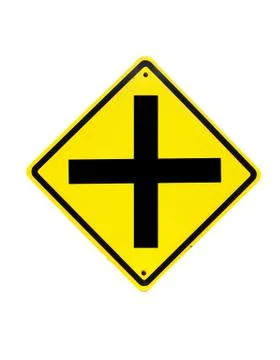 Four intersection traffic sign on white Stock Photos