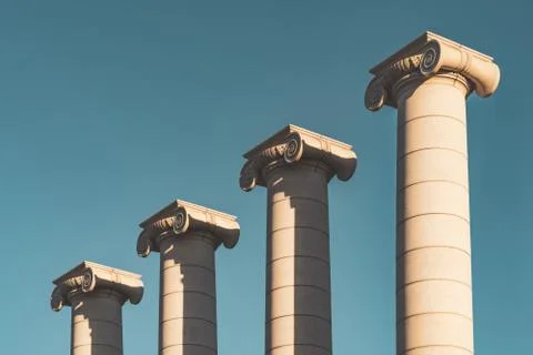 Four Ionic style columns Stock Photos