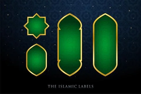 Four Islamic Labels. Isolated Vector Illustration Stock Illustration