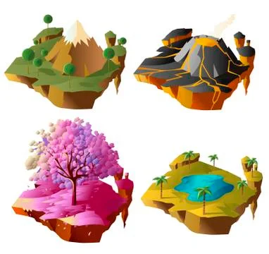 Four isolated floating islands Stock Illustration