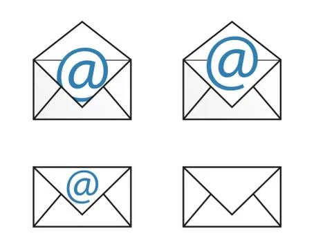 Four isolated mail icons set Stock Illustration