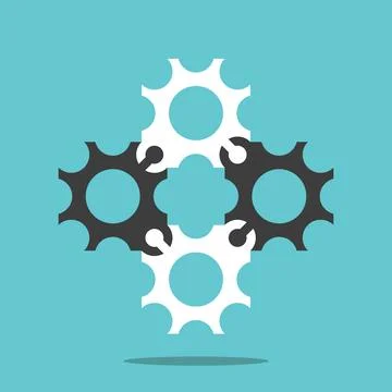 Four jigsaw cog wheels Stock Illustration