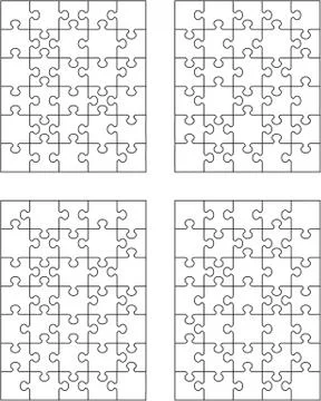 Four jigsaw puzzles, isolated Stock Illustration
