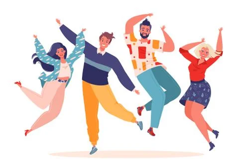 Four Jumping Friends Stock Illustration