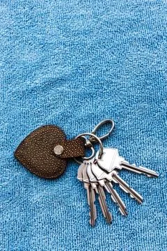 Four keys with metal ring Foto stock
