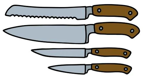 Four kitchen knives Stock Illustration