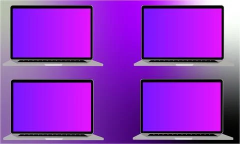 Four laptops front set pattern Stock Illustration