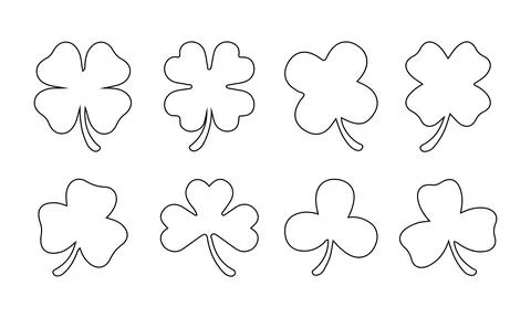Four leaf clover black line st patricks day luck Illustrazione stock