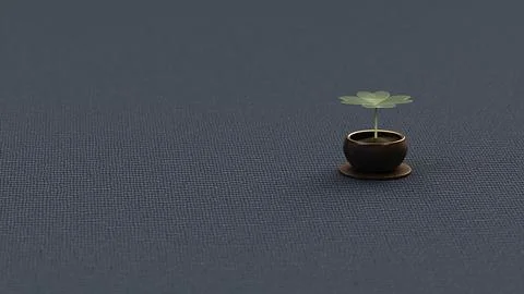 Four-Leaf Clover on Blue Woven Fabric Surface Stock Illustration