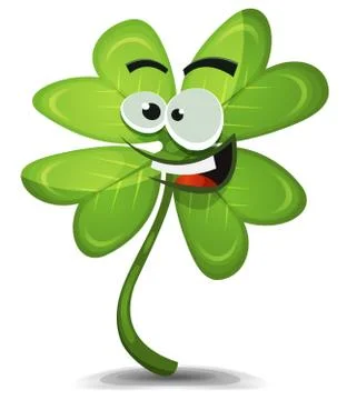 Four leaf clover character Stock Illustration