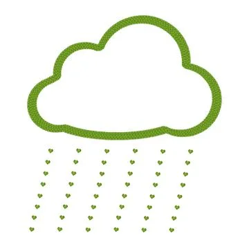 A Four Leaf Clover of Cloud Icon with Heart Rain 库存插图