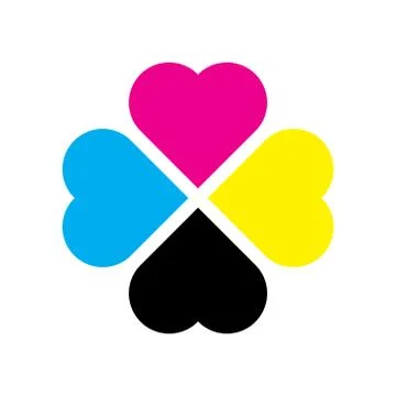 Four leaf clover in CMYK colors. Printer theme. Vector illustration Stock Illustration