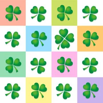 Four Leaf Clover Colored Background Pattern イラスト素材