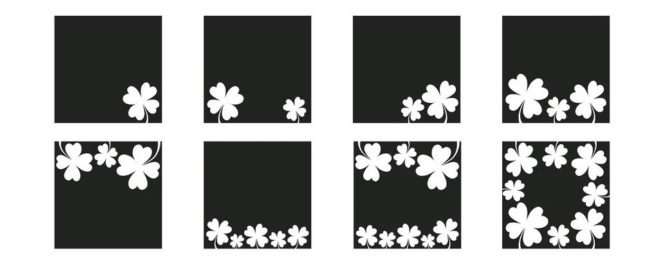 Four leaf clover flower frame for Saint Patrick day - good lucky symbol. Vector 스톡 일러스트
