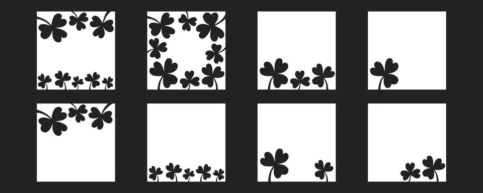 Four leaf clover flower frame for Saint Patrick day - good lucky symbol. Vector 스톡 일러스트