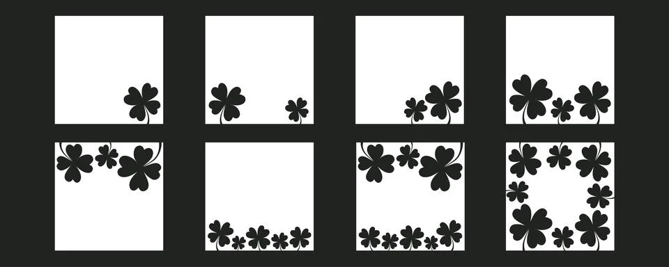 Four leaf clover flower frame for Saint Patrick day - good lucky symbol. Vector Stock Illustration