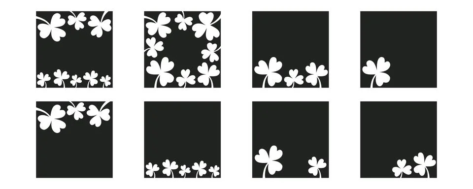 Four leaf clover flower frame for Saint Patrick day - good lucky symbol. Vector Stock Illustration