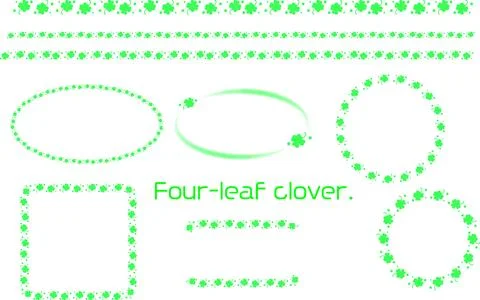 Four-leaf clover frame, line set. Stock Illustration