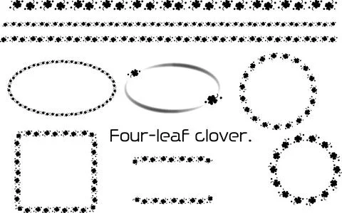 Four-leaf clover frame, line set. Stock Illustration