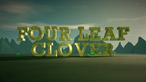 Four Leaf Clover Gold 3D Letters with Shamrocks on Misty Emerald Irish Hills at 動画素材 343192084