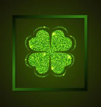Four-leaf clover on a green background Stock Illustration