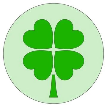 Four-leaf clover. Green four leaf clover icon. Vector Stock Illustration