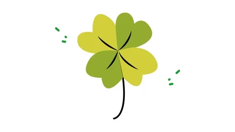 Four Leaf Clover Icon Animation Representing Good Luck and Fortune on White Stock Footage 345826690