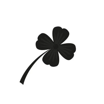 Four leaf clover icon. Black icon isolated on white background. Clover silhou Stock Illustration