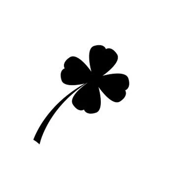 Four leaf clover icon. Black icon isolated on white background. Clover silhou Illustrazione stock
