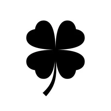 Four leaf clover icon. Black, minimalist icon isolated on white background. Stock Illustration