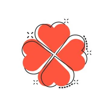 Four leaf clover icon in comic style. St Patricks Day cartoon vector illustra Stock Illustration