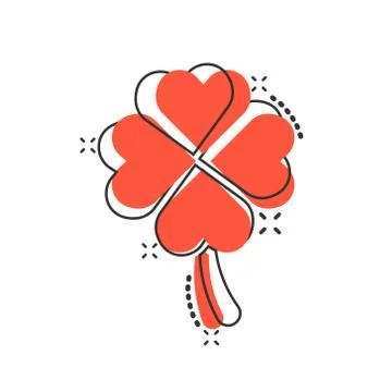 Four leaf clover icon in comic style. St Patricks Day cartoon vector illustra Stock Illustration