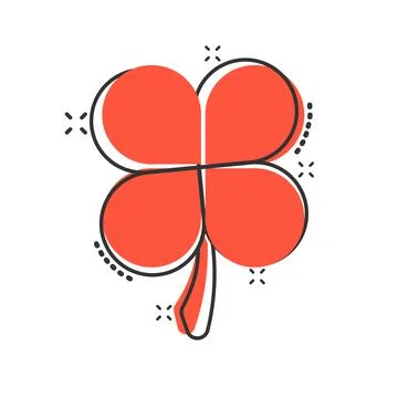 Four leaf clover icon in comic style. St Patricks Day cartoon vector illustra Stock Illustration